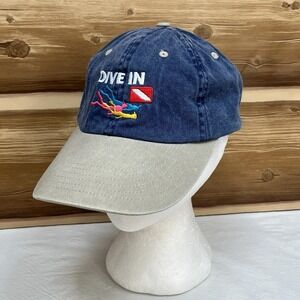 Dive In Norwegian Sun Hat Cap‎ Strap Back Blue Logo Outdoors Diving Adj Mens 003